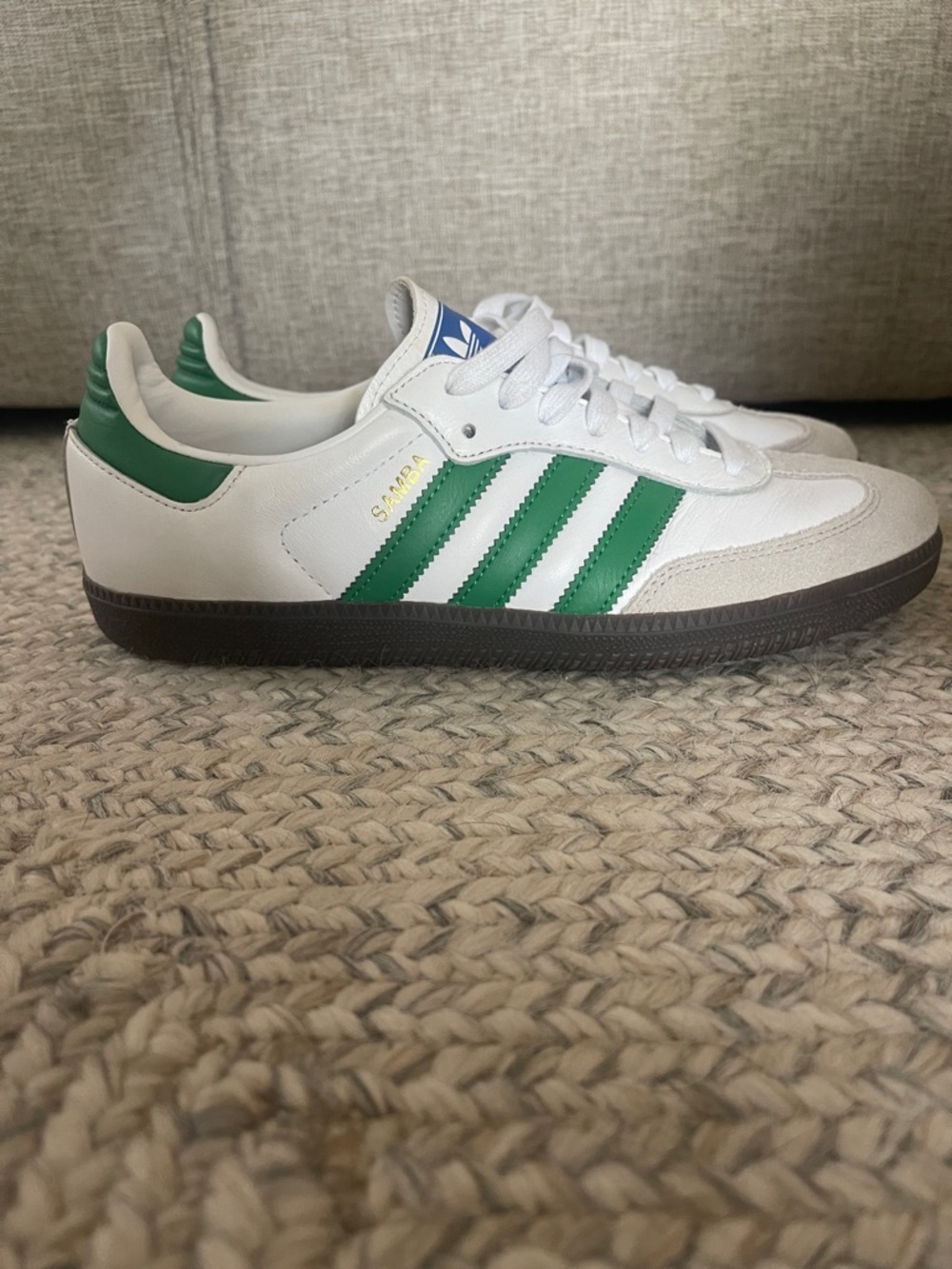 adidas White and Green Samba Sneakers